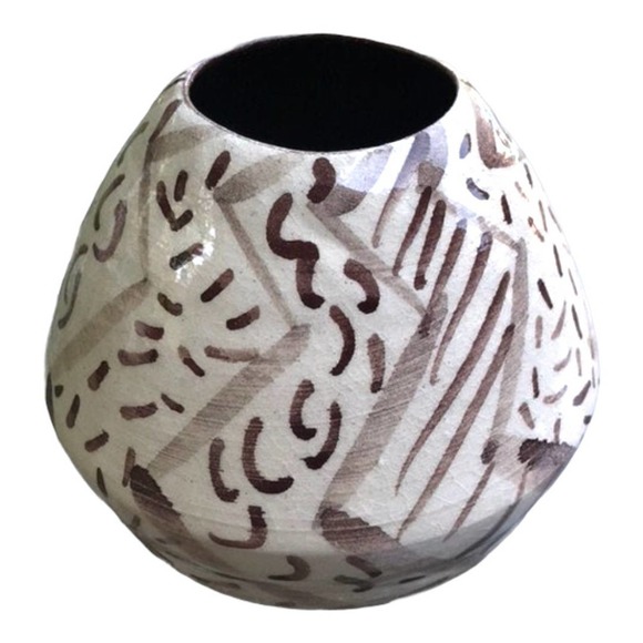 Brown and White Pottery Bud Vase or Pen-Pencil Holder - Picture 4 of 8